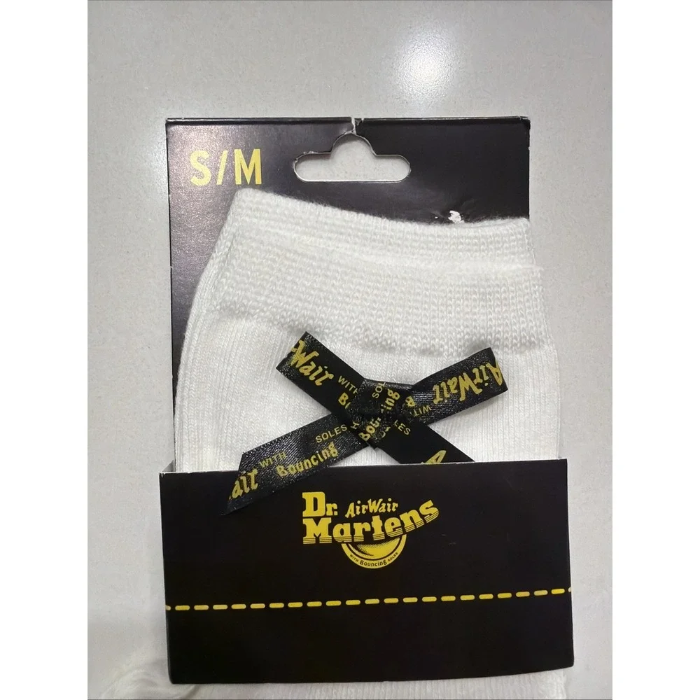 Dr Martens AD044100 White Bow Crew Socks Cotton Blend S/M NWT